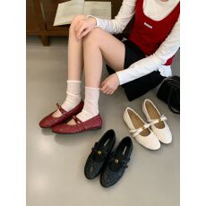 批发法式小香风玛丽珍鞋女2026新款韩系平底浅口单鞋蝴蝶结一脚蹬单鞋