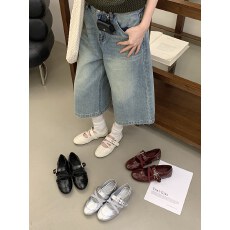 批发法式复古风交叉带玛丽珍鞋女平底浅口一字扣百搭芭蕾舞鞋春季女鞋