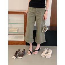 批发26年夏季新款小众简约夹趾粗跟凉鞋女真皮露趾外穿一脚蹬时尚凉鞋
