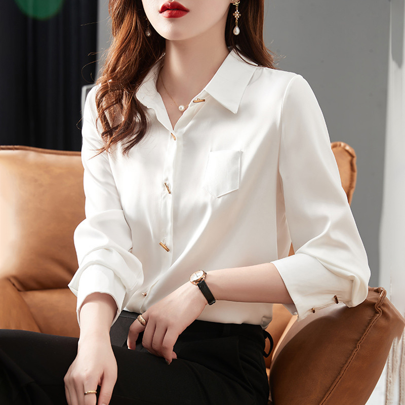 MY12016# 韩版百搭修身气质通勤气质基础款长袖衬衫女上衣女裝貨源服裝批發