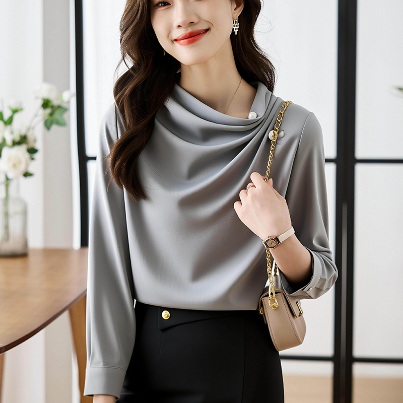 쉬폰 여성 셔츠 디자인 센스 작은 대중 26 가을 새로운 경력 품격 긴팔 셔츠 프랑스식 외국 가스 맨위