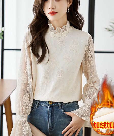 2026 봄 가을 새로운 한국 스타일 패션 유럽 상품 레이스 기본 셔츠 외국 가스 쉬폰 작은 셔츠 여성