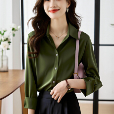 批发2026春<b class='q'>衬衫</b>女设计感小众百搭气质<b class='q'>衬衣</b>丝光缎面休闲<b class='q'>职业</b>上衣