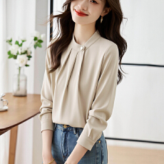 批发2026春秋新款<b class='q'>职业</b><b class='q'>衬衫</b>女设计感小众韩版长袖缎面雪纺上衣女