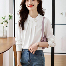 批发2026春秋新款<b class='q'>职业</b><b class='q'>衬衫</b>女设计感小众韩版长袖缎面雪纺上衣女