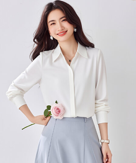 8 색상 봄 회색 파란색 새틴 셔츠 여성 긴 소매 가을 다용도 어두운 문 襟 레트로 항구 바람 도루 센스 출퇴근 빛 요리 한