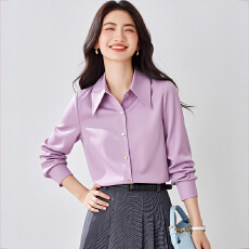 批发白色醋酸缎面长袖<b class='q'>衬衫</b>女士早春时尚洋气高级感<b class='q'>OL</b>通勤简约光泽<b class='q'>衬衣</b>