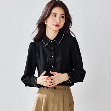 批发2026春秋缎面衬衫<b class='q'>女长袖</b>设计感小众撞色内搭打底上衣职业正装衬衣