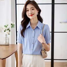 批发夏季新款<b class='q'>短袖</b>衬衫女职业白色衬衣面试正装工作服宽松百搭<b class='q'>雪纺上衣</b>