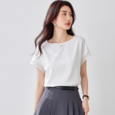 批发小众时髦异材质拼接薄款短袖<b class='q'>雪纺衫</b>上衣女2026夏季大码洋气小衫