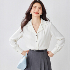 批发2026春秋新款缎面<b class='q'>衬衫</b>女西装领<b class='q'>ol</b>绸缎设计感小众复古港味<b class='q'>衬衫</b>