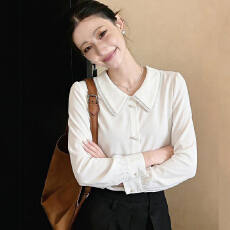 批发2026秋新款衬衫女时尚洋气<b class='q'>娃娃领</b>法式钉珠蕾丝衬衣长袖<b class='q'>雪纺衫</b>上衣