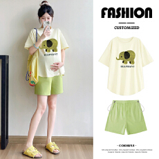 批发孕妇<b class='q'>T</b><b class='q'>恤</b>上衣夏季外穿薄款时尚宽松大码套装两件套