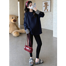 孕妇上衣长袖圆领卫衣时尚洋气时髦春秋款