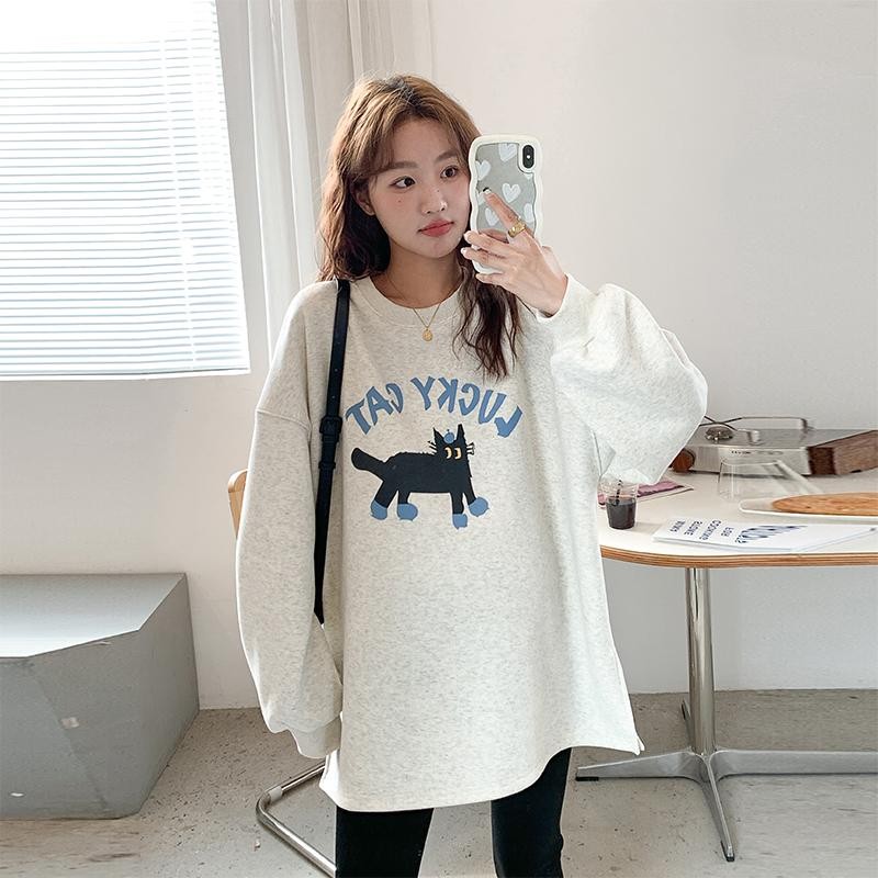 출산 착용 후드티 봄 가을 맨위 루즈핏 캐주얼 외국 가스 연령 감소 중간 길이 긴팔