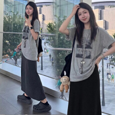 批发孕妇套装夏季外穿薄款宽松<b class='q'>中长款</b>短袖上衣