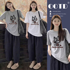 批发孕妇套装夏季外穿薄款宽松<b class='q'>中长款</b>短袖上衣