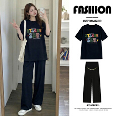 批发孕妇套装夏季外穿薄款宽松<b class='q'>中长款</b>短袖上衣