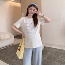 批发<b class='q'>孕妇</b><b class='q'>套装</b>夏季外穿薄款宽松中长款短袖上衣