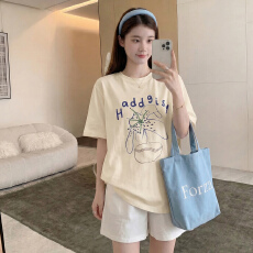 批发孕妇上衣夏季T恤中长款小个子夏<b class='q'>休闲</b>两件装