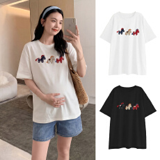 批发孕妇套装夏季外穿薄款宽松<b class='q'>中长款</b>短袖上衣