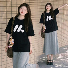 批发孕妇套装<b class='q'>夏</b>季外穿薄款宽松中长款短袖上衣