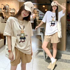 批发牛仔兔子#孕妇套装夏季外穿薄款宽松中长款大码上衣<b class='q'>T</b><b class='q'>恤</b>