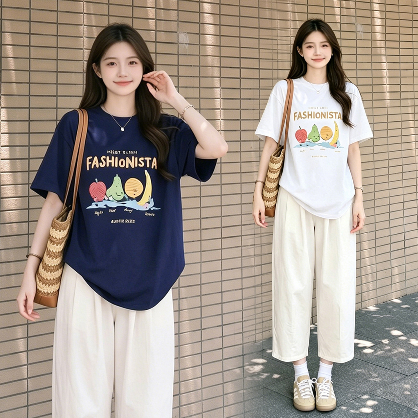 임산부 세트 여름 새로운 한국 스타일 루즈핏 패션 임산부 투피스 세트
