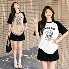 批发孕妇夏季外穿薄款休闲宽松<b class='q'>短袖</b>上衣夏装两件套