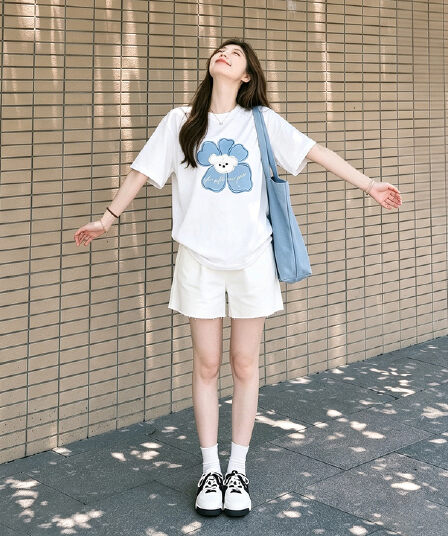 임산부 여름 외출용 얇은 스타일 캐주얼 루즈핏 반팔 맨위 여름 드레스 투피스 세트