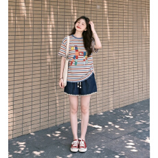孕妇夏季外穿薄款休闲宽松短袖上衣夏装两件套