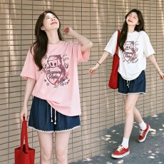 孕妇夏季外穿薄款休闲宽松短袖上衣夏装两件套