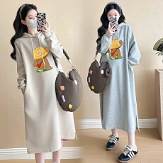 批发孕妇连帽卫衣裙孕妇装春季连衣裙宽松<b class='q'>休闲</b>洋气减龄