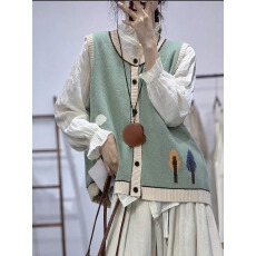批发实拍秋季新款胖MM宽松休闲减龄百搭<b class='q'>文艺</b><b class='q'>范</b>开衫叠穿马甲外搭毛衣