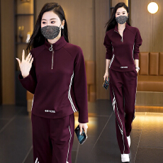 批发实拍休闲时尚套装2026秋季新款韩系显瘦减龄立领上衣阔腿裤两件套