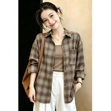 批发复古加厚磨毛格子<b class='q'>衬衫</b>女<b class='q'>外套</b>2026秋装新款韩版宽松休闲<b class='q'>衬衣</b>上衣