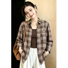 批发实拍大码秋装新款经典美拉德<b class='q'>格子</b><b class='q'>衬衫女</b>复古衬衫上衣