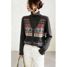 批发实拍新款重工提花针织马甲+打底衫百搭时尚款