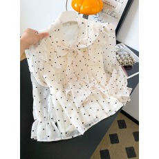 批发法式轻奢高级感蝴蝶结爱心衬衫女春季荷叶边上衣2026新款百搭时尚