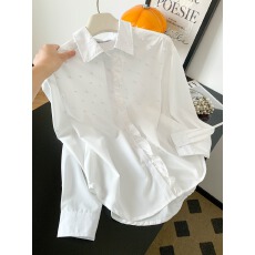 批发<b class='q'>白色</b>钉珠木耳边设计感长袖<b class='q'>衬衫女</b>上衣小个子2026新款超火减龄衬衣