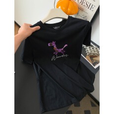 批发黑色圆领短袖T恤衫女2026夏季新款休闲宽松半袖体恤上衣