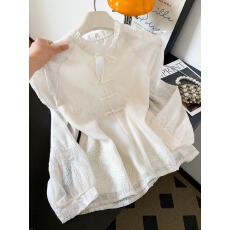 批发新中式国风衬衫外套2024春夏季新款女装雪纺衬衣大码唐装独特上衣