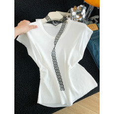 批发2026新款百搭针织设计感短袖打底衫夏季收腰显瘦T恤<b class='q'>短款</b>上衣服