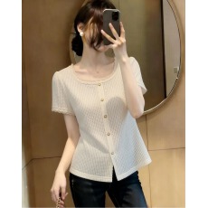 批发法式<b class='q'>蕾丝拼接</b>短袖衬衫女夏季2026新款设计感显瘦减龄上衣洋气小衫