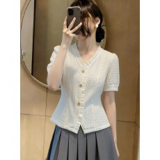 批发026新款夏季法式<b class='q'>蕾丝拼接</b>短袖T恤女衬衫小个子休闲衬衣减龄上衣