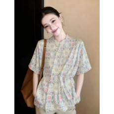 批发百搭衬衫夏季2026新款短袖复古盘扣改良<b class='q'>旗袍</b>小衫上衣<b class='q'>时尚</b>高级感女