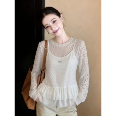 批发韩系时尚百搭针织衫女2026夏季巨好看宽松显瘦针织短袖T恤<b class='q'>两件套</b>