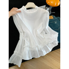 批发2026年新款法式显气质别致喇叭袖<b class='q'>衬衫</b>女设计感小众纯色显瘦上衣潮