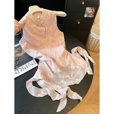 批发夏季时尚新中式刺绣盘扣无袖<b class='q'>衬衫</b>女夏季气质国风中<b class='q'>长款</b>上衣