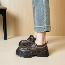 批发厚底小皮鞋女系带手工缝线乐福鞋<b class='q'>英伦</b>增高单鞋女